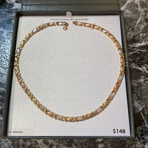 XO Tricolor 18kt gold plated 17” necklace